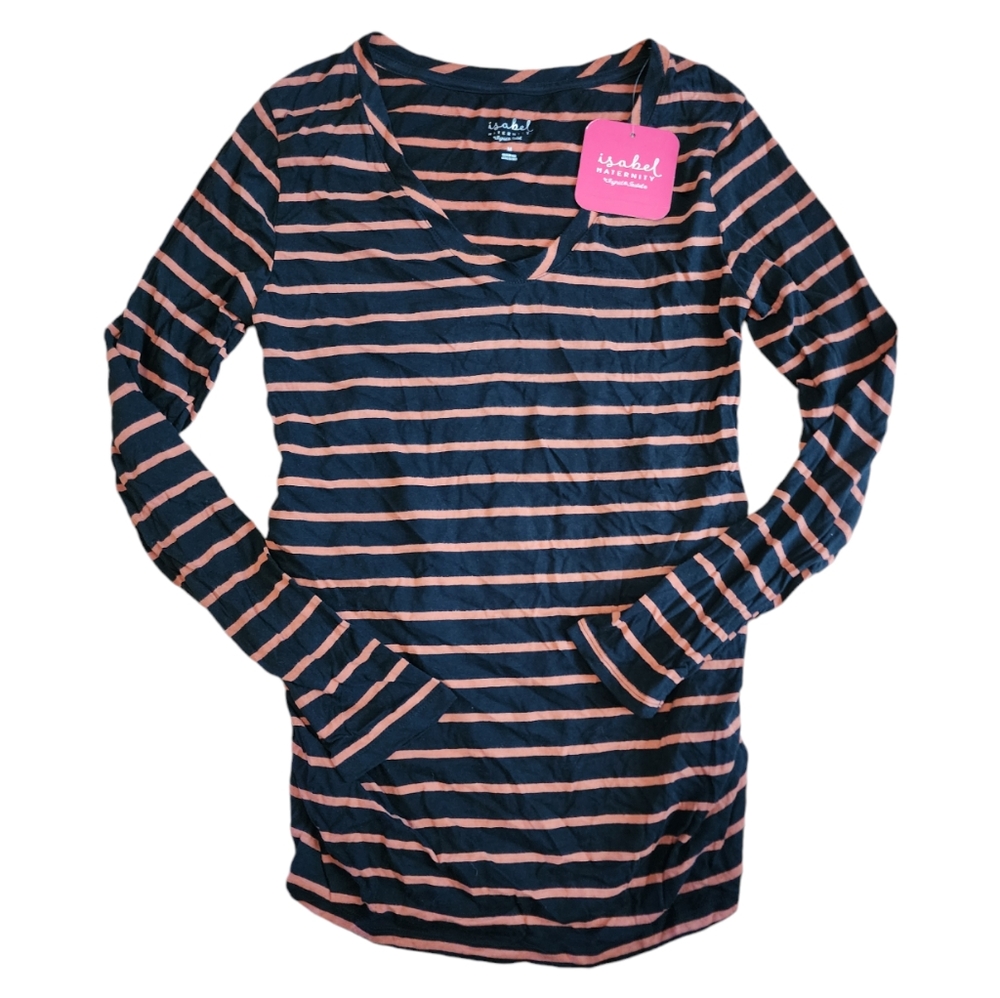 Isabel Maternity Long Sleeve Striped Top - NWT